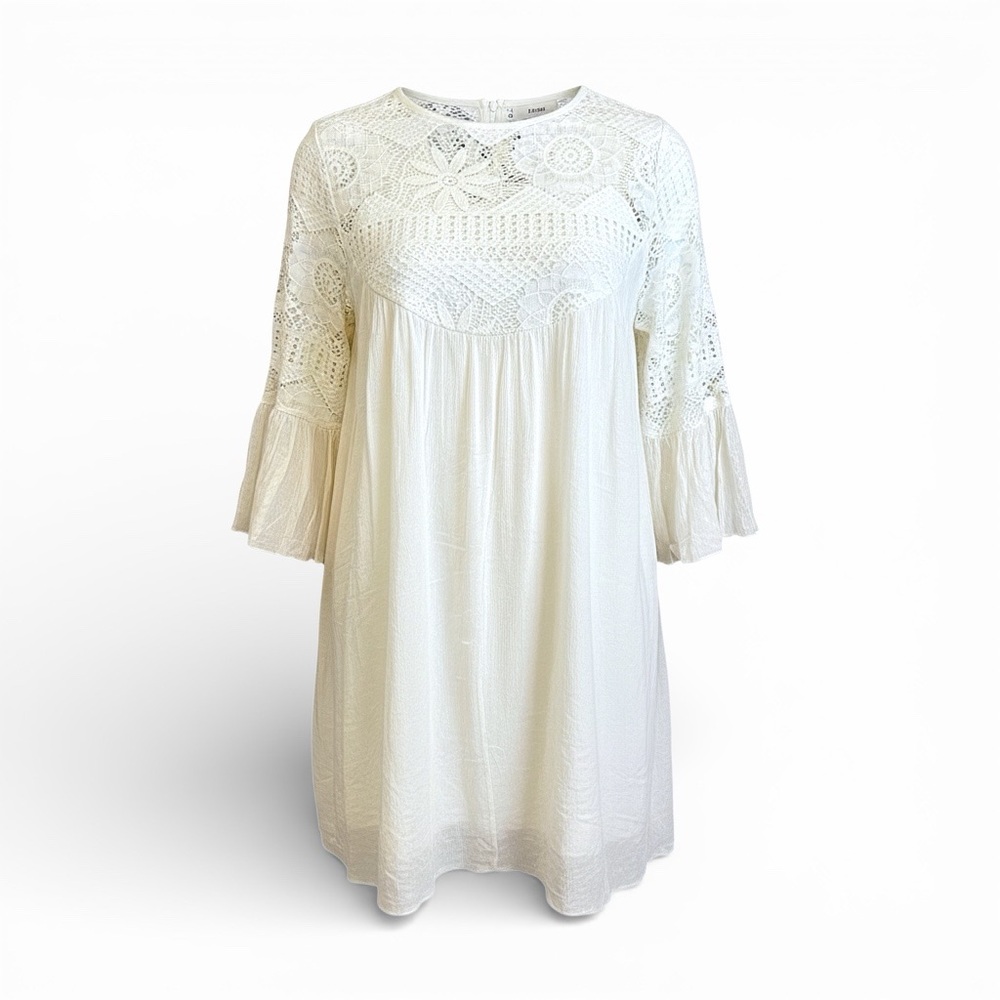 Rebellion Again Mini Dress Ivory Lace Bell Sleeve Boho Cottagecore Romantic 2X
